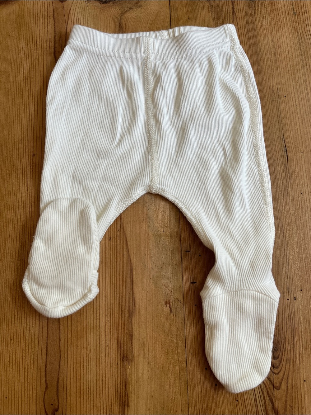 HANNA ANDERSSON 50 White Unisex Knit Footed Pants Organic Cotton